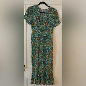 NWT RHODE x Target Zinnia Floral Print Short Sleeve Midi Dress- size 4